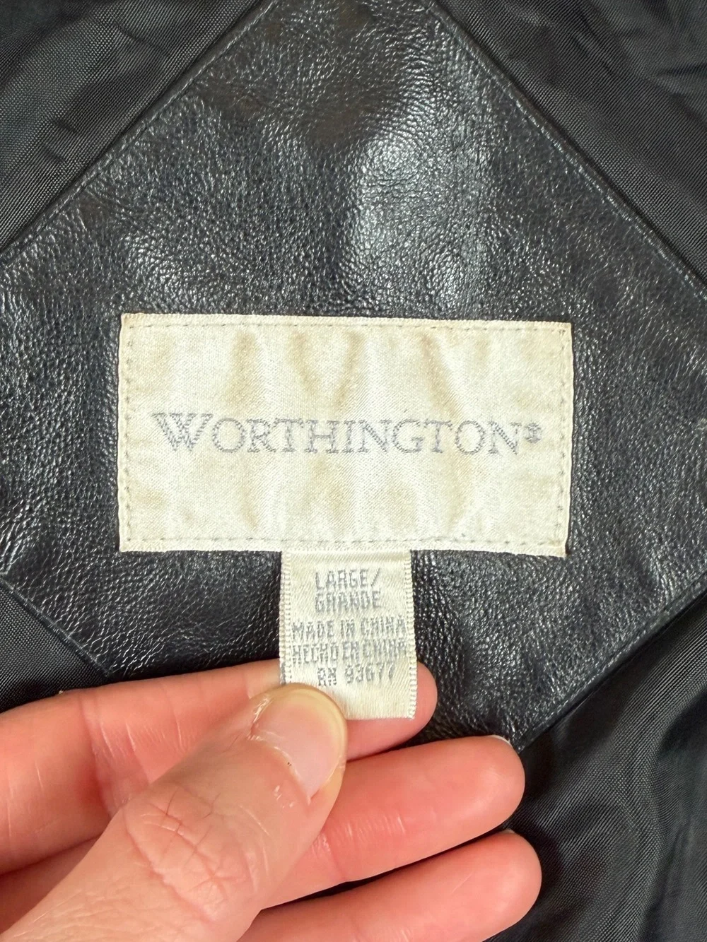 Vintage Black Genuine Leather Full Zip Belted Funnel Neck Jacket Women’s‎ Large
